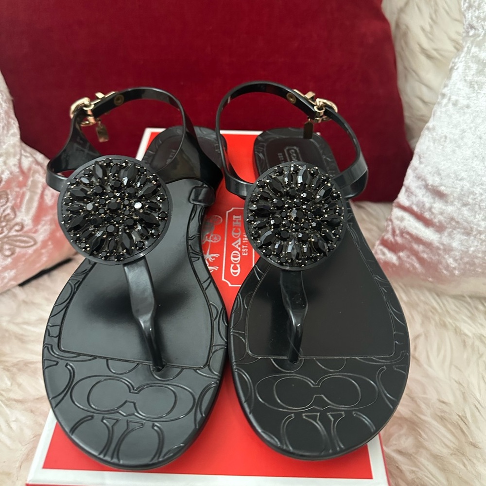 WOMENS COACH JELLY FLAT SANDALS